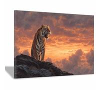 CUDAOO Moderno TIGRE Art Animali Quadri Tigre sulla cima di una scogliera Quadri Moderni Soggiorno(arancione46)-40x60cm Incorniciato