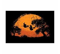 CUDAOO Pictures Decorazioni murali Poster di Halloween in tela spettrale Due streghe che volano arte della parete per casa, festa, di celebrazione(dorato67)-60x80cm Non incorniciato
