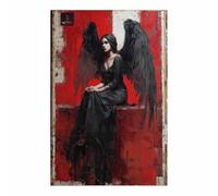 CUDAOO Pictures Decorazioni murali Poster di Halloween in tela spettrale Inviato dalle Ali Nere arte della parete per casa, festa, di celebrazione(rosso259)-60x90cm Non incorniciato