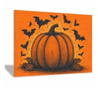 CUDAOO Pictures Decorazioni murali Poster di Halloween in tela spettrale Meloni e pipistrelli arte della parete per casa, festa, di celebrazione(giallo49)-40x60cm Incorniciato