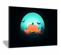 CUDAOO Pictures Decorazioni murali Poster di Halloween in tela spettrale Scena notturna di Meloni arte della parete per casa, festa, di celebrazione(Menta verde130)-20x30cm Incorniciato
