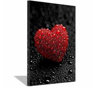 CUDAOO Poster su tela significativo, stampa su tela astratta a forma di cuore Cuore Rosso Rugiada Per un soggiorno o uno studio, arte murale unica(rosa shocking239)-40x60cm Incorniciato