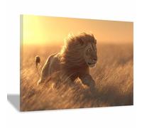 CUDAOO Quadri Moderni Ritratto Leone Quadro su Tela Ombra del Leone che Corre per soggiorno, camera da letto, decorazione per la casa(marrone153)-70x100cm Incorniciato