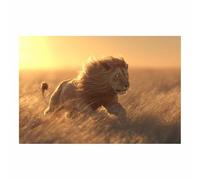 CUDAOO Quadri Moderni Ritratto Leone Quadro su Tela Ombra del Leone che Corre per soggiorno, camera da letto, decorazione per la casa(marrone153)-70x100cm Non incorniciato