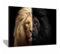 CUDAOO Quadro Animali Leoni Immagini Moderni Murale Due volti di leoni per soggiorno, cucina, decorazioni per la casa(Bianco e nero)-20x30cm Incorniciato
