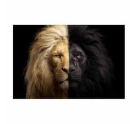 CUDAOO Quadro Animali Leoni Immagini Moderni Murale Due volti di leoni per soggiorno, cucina, decorazioni per la casa(Bianco e nero)-40x60cm Non incorniciato