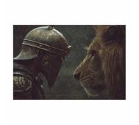 CUDAOO Quadro Animali Leoni Immagini Moderni Murale I leoni si guardano l'un l'altro per soggiorno, cucina, decorazioni per la casa(marrone)-20x30cm Non incorniciato