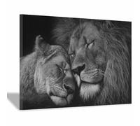 CUDAOO Quadro Animali Leoni Immagini Moderni Murale Leoni che dormono doppi per soggiorno, cucina, decorazioni per la casa(grigio115)-60x80cm Incorniciato