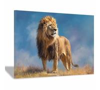 CUDAOO Quadro Animali Leoni Immagini Moderni Murale Leoni che guardano il cielo limpido per soggiorno, cucina, decorazioni per la casa(marrone67)-20x30cm Incorniciato