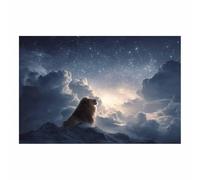 CUDAOO Quadro Animali Leoni Immagini Moderni Murale Leoni delle Stelle che Guardano in Alto per soggiorno, cucina, decorazioni per la casa(marrone166)-40x60cm Non incorniciato