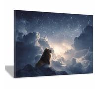 CUDAOO Quadro Animali Leoni Immagini Moderni Murale Leoni delle Stelle che Guardano in Alto per soggiorno, cucina, decorazioni per la casa(marrone166)-20x30cm Incorniciato