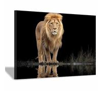 CUDAOO Quadro Animali Leoni Immagini Moderni Murale Ombra del Leone per soggiorno, cucina, decorazioni per la casa(marrone181)-40x60cm Incorniciato