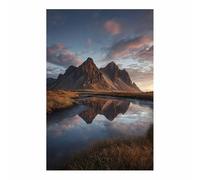 CUDAOO Quadro su tela Paesaggio Stampe Arte Poster Murale Le montagne riflettevano nell’acqua Camera da Letto Soggiorno Decorazioni Murale(marrone)-40x60cm Non incorniciato