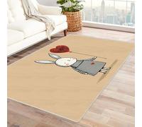 CUDAOO Tappetino a pelo corto vintage per interni pieghevole Abbraccio di conigli a forma di cuore per soggiorno, camera da letto, cucina, antiscivolo(Grigio)-90x150cm