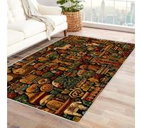 CUDAOO Tappetino a pelo corto vintage per interni pieghevole Antichi totem decorazione per casa, cucina, pavimento, antiscivolo, lavabile(Policrome in)-180x270cm