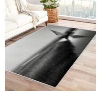 CUDAOO Tappetino a pelo corto vintage per interni pieghevole Barche in solitudine decorazione per casa, cucina, pavimento, antiscivolo, lavabile(In bianco e nero)-150x180cm