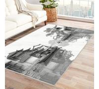 CUDAOO Tappetino a pelo corto vintage per interni pieghevole Barche nel vicolo dell'acqua decorazione per casa, cucina, pavimento, antiscivolo, lavabile(In bianco e nero)-210x300cm