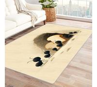 CUDAOO Tappetino a pelo corto vintage per interni pieghevole Formiche che Portano Cibo decorazione per casa, cucina, pavimento, antiscivolo, lavabile(nero)-150x240cm