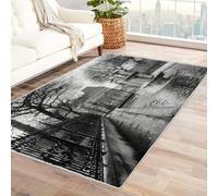 CUDAOO Tappetino a pelo corto vintage per interni pieghevole Giardino tranquillo primavera decorazione per casa, cucina, pavimento, antiscivolo, lavabile(In bianco e nero)-60x90cm