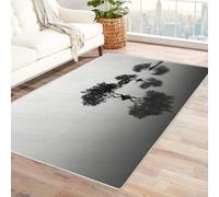CUDAOO Tappetino a pelo corto vintage per interni pieghevole L'acqua riflette gli alberi per camera da letto, soggiorno, corridoio, ingresso(In bianco e nero)-180x270cm
