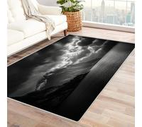 CUDAOO Tappetino a pelo corto vintage per interni pieghevole Luce fioca della gola decorazione per casa, cucina, pavimento, antiscivolo, lavabile(In bianco e nero)-210x300cm
