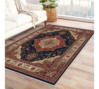CUDAOO Tappetino a pelo corto vintage per interni pieghevole Motivo persiano decorazione per casa, cucina, pavimento, antiscivolo, lavabile(Rosso)-90x120cm