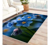 CUDAOO Tappetino a pelo corto vintage per interni pieghevole Non dimenticare l'erba per soggiorno, camera da letto, cucina, antiscivolo(blu)-180x240cm
