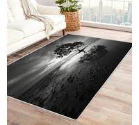 CUDAOO Tappetino a pelo corto vintage per interni pieghevole Ombre di alberi sulla spiaggia per soggiorno, camera da letto, cucina, antiscivolo(In bianco e nero)-180x270cm