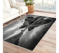 CUDAOO Tappetino a pelo corto vintage per interni pieghevole Ombre nella foresta per soggiorno, camera da letto, cucina, antiscivolo(In bianco e nero)-150x210cm