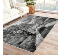 CUDAOO Tappetino a pelo corto vintage per interni pieghevole Passeggiando lungo il fiume decorazione per casa, cucina, pavimento, antiscivolo, lavabile(In bianco e nero)-120x180cm