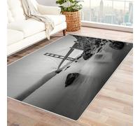 CUDAOO Tappetino a pelo corto vintage per interni pieghevole Ponte nascosto nella nebbia per camera da letto, soggiorno, corridoio, ingresso(In bianco e nero)-150x240cm