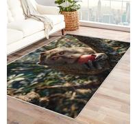 CUDAOO Tappetino a pelo corto vintage per interni pieghevole Scimmia che tiene un frutto decorazione per casa, cucina, pavimento, antiscivolo, lavabile(marrone)-180x240cm