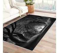 CUDAOO Tappetino a pelo corto vintage per interni pieghevole Sentiero tra gli alberi per camera da letto, soggiorno, corridoio, ingresso(In bianco e nero)-90x120cm