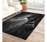 CUDAOO Tappetino a pelo corto vintage per interni pieghevole Stelle sopra le montagne per camera da letto, soggiorno, corridoio, ingresso(In bianco e nero)-240x300cm