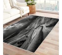 CUDAOO Tappetino a pelo corto vintage per interni pieghevole Strada di montagna tortuosa per camera da letto, soggiorno, corridoio, ingresso(In bianco e nero)-90x120cm