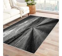 CUDAOO Tappetino a pelo corto vintage per interni pieghevole Strada per la montagna per soggiorno, camera da letto, cucina, antiscivolo(In bianco e nero)-90x150cm