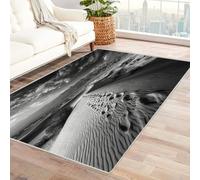 CUDAOO Tappetino a pelo corto vintage per interni pieghevole Tracce sulla sabbia per camera da letto, soggiorno, corridoio, ingresso(In bianco e nero)-180x270cm