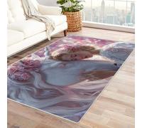CUDAOO Tappetino a pelo corto vintage per interni pieghevole Unicorno decorazione per casa, cucina, pavimento, antiscivolo, lavabile(rosa)-150x240cm