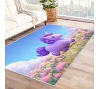 CUDAOO Tappetino a pelo corto vintage per interni pieghevole Unicorno per camera da letto, soggiorno, corridoio, ingresso(Violetta)-120x180cm