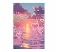 CUDAOO tela a forma di cuore, poster romantico a tema amore Nebbia di cuore marino Decorazione per soggiorno, idea regalo per San Valentino(Rosa chiaro163)-20x30cm Non incorniciato