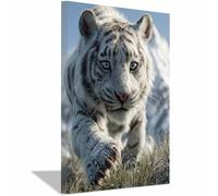 CUDAOO Tigre Quadri su Tela Quadri Astratti Animali Multicolori Stampe su Tela Cucciolo di cresta innevata per La Decorazione del Soggiorno Oggettistica(Bianco e nero245)-60x80cm Incorniciato