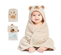 Cuddlebug Accappatoio Neonato con Cappuccio e Lavetta - 100% Spugna di Cotone per Neonati e Bambini - Asciugamano Neonato Super Morbido e Assorbente - Essenziali Bagnetto (75x75cm) - Orso
