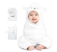 Cuddlebug Accappatoio Neonato con Cappuccio e Lavetta - 100% Spugna di Cotone per Neonati e Bambini - Asciugamano Neonato Super Morbido e Assorbente - Essenziali Bagnetto (85x85cm) - Agnello