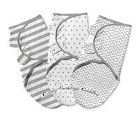 CuddleBug Swaddle Neonato Velcro 0-3 Mesi, 3 Pezzi Cotone, Pois e Righe | Vestibilità Avvolgente che aiuta il neonato a calmarsi e dormire, Lavabile in Lavatrice, Chiusura Rapida per cambi notturni.