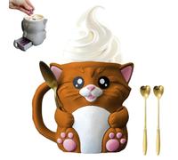 Cuddles, Il Porta Pinta Di Gelato A Forma Di Gatto, Contenitori Per Pinta Di Gelato Stampati In 3D Con Manico Antigelo, Fessura Per Cucchiaio E Cassetto Segreto Per Snack, Simpatici Contenitori