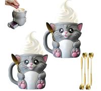 Cuddles, Il Porta Pinta Di Gelato A Forma Di Gatto, Contenitori Per Pinta Di Gelato Stampati In 3D Con Manico Antigelo, Fessura Per Cucchiaio E Cassetto Segreto Per Snack, Simpatici Contenitori