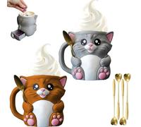 Cuddles, Il Porta Pinta Di Gelato A Forma Di Gatto, Contenitori Per Pinta Di Gelato Stampati In 3D Con Manico Antigelo, Fessura Per Cucchiaio E Cassetto Segreto Per Snack, Simpatici Contenitori