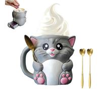 Cuddles, Il Porta Pinta Di Gelato A Forma Di Gatto, Contenitori Per Pinta Di Gelato Stampati In 3D Con Manico Antigelo, Fessura Per Cucchiaio E Cassetto Segreto Per Snack, Simpatici Contenitori