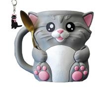 Cuddles, The Cat Ice Pint Holder con due slot per cucchiai, riutilizzabile 3D stampato gattino vaschetta porta gelato, a prova di perdite, per gelato, creme e pinte, copertura per regali per gli