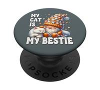 Cuddly Cat Grandpa Gnome For Cat Mom My Cat Is My Bestie PopSockets PopGrip Adesivo